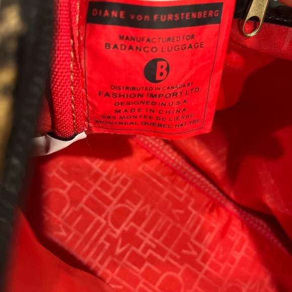 DIANE VON FURSTENBERG Madagascar Leopard Print Canvas Bag Badanco Luggage EUC - Picture 12 of 16